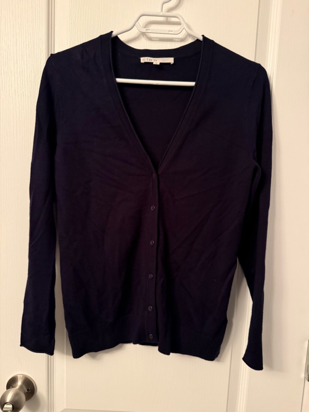 Cleo Navy V-Neck Button-Front Women’s Cardigan
